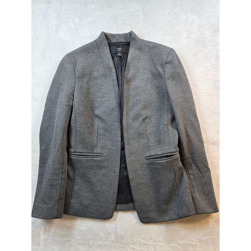 J.Crew Blazer Womens 0 Gray Open Front Collarless 365 Jacket Career Professional - Picture 2 of 10
